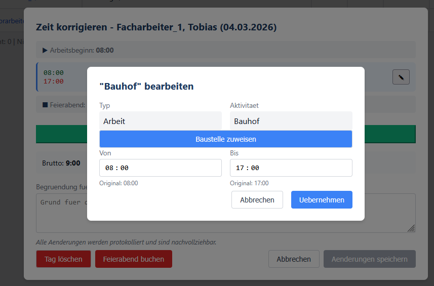 Buchung bearbeiten