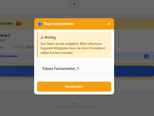 Team informieren